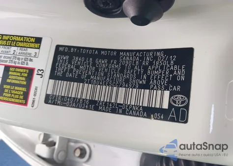 2012 Toyota Corolla Le from USA, damaged, VIN 2T1BU4EE5CC794979